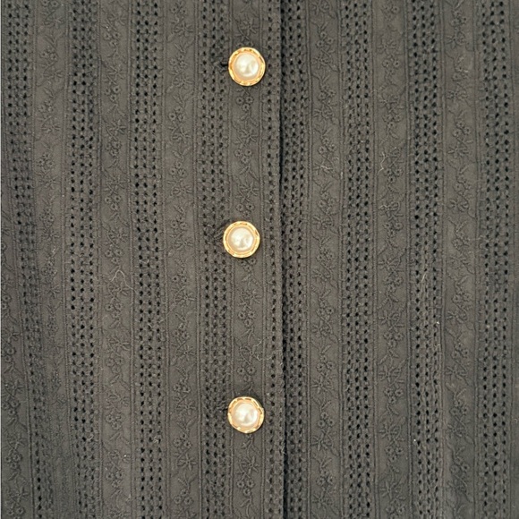 Charles Henry Black Textured Mini Dress w/ Pearl Buttons — Size Medium (NWT) - Picture 6 of 6